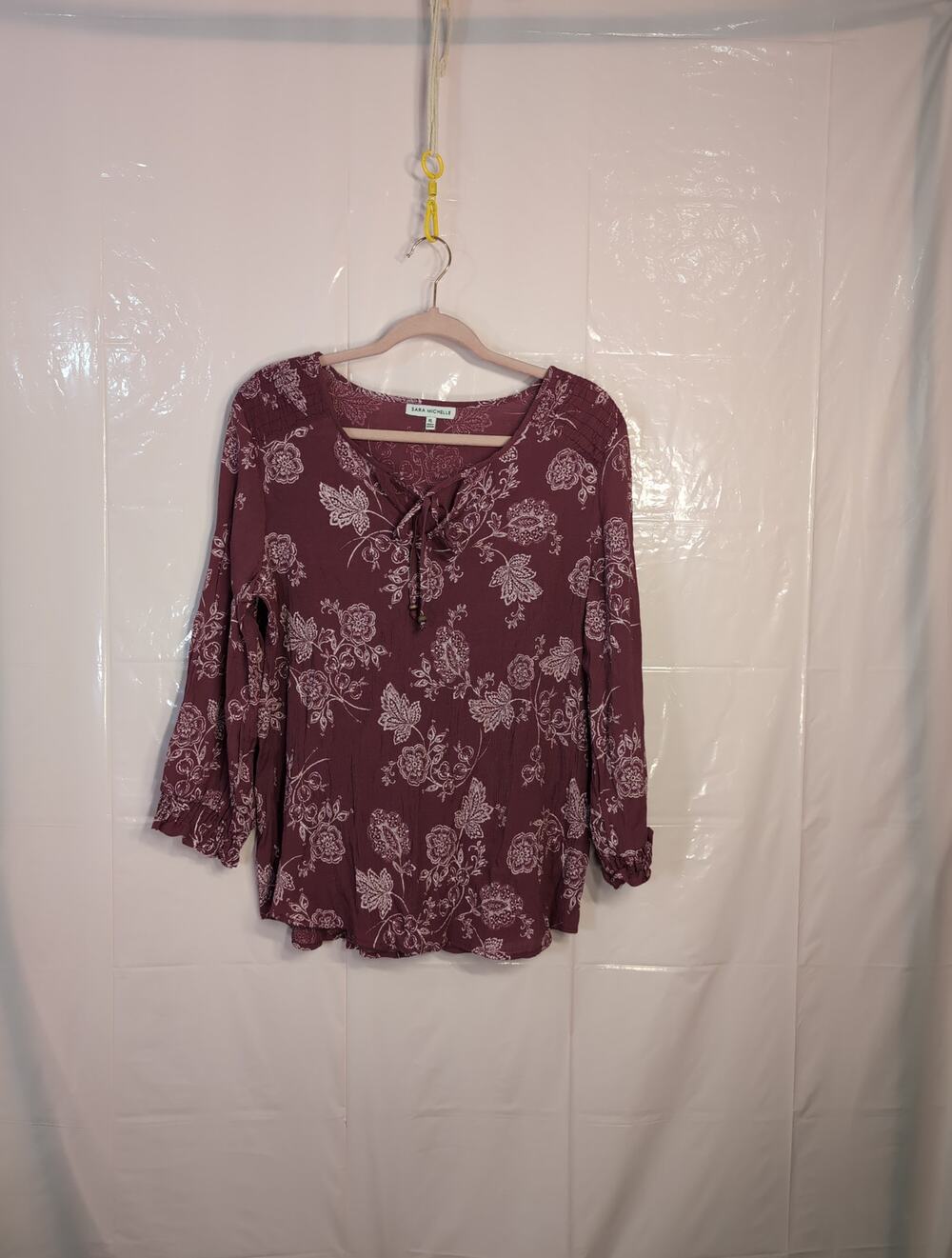 Floral Boho Peasant Blouse XL Sara Michelle Boho Chic Flowy Top